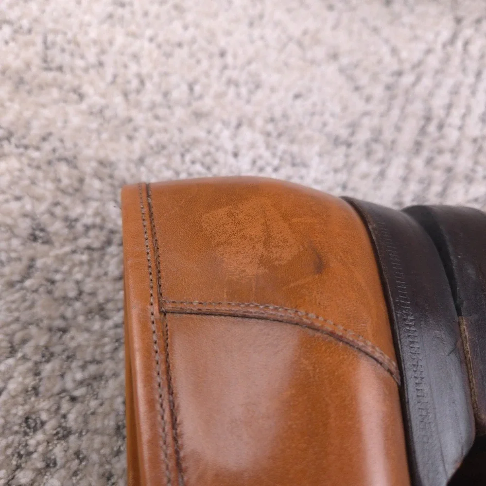 Paul Stuart Shoes Men Size 9.5 A Penny Loafers Slip On Pecan Brown Leather Italy